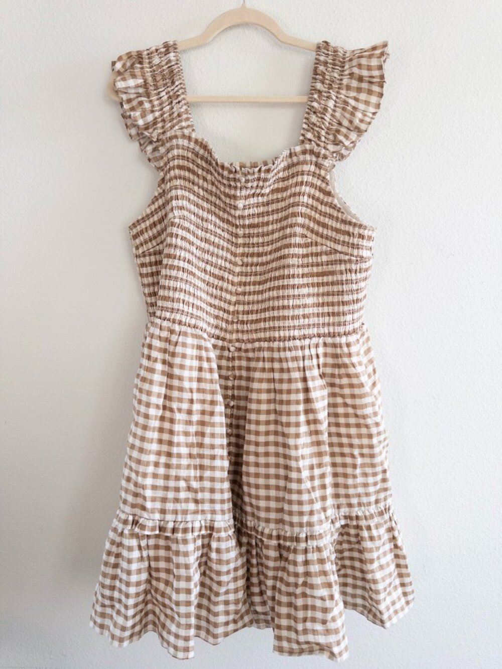 NWT Anthropologie Peregrine 100% European Linen Brown Plaid Mini Dress size 2x